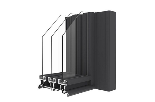 Porte coulissante en aluminium à cadre mince / Porte coulissante guillotine / Porte à triple vitrage, GDM175