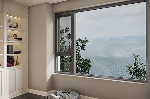 Fenêtre à battant en aluminium avec moustiquaire, ouverture vers l'extérieur, GD135