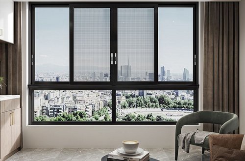 Fenêtre coulissante en aluminium avec moustiquaire, GDT128A